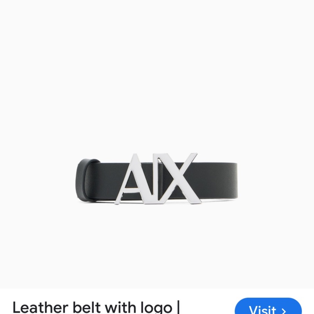 Armani Exchange Black Belt with Silver Logo